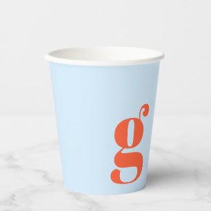 Vasos De Papel Inicial Monogramada Minimalista Retro Azul Naranja