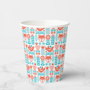 Vasos De Papel Inicial Patrón finlandés de arte folclórico d