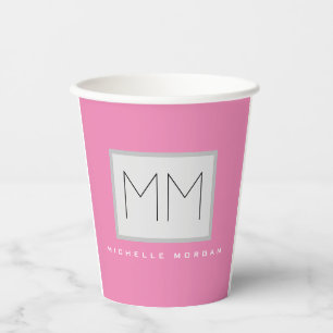 Vasos De Papel Iniciales de nombres Minimalistas modernos monogra