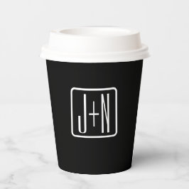 Vasos De Papel Iniciales monogramadas modernas | Blanco y negro