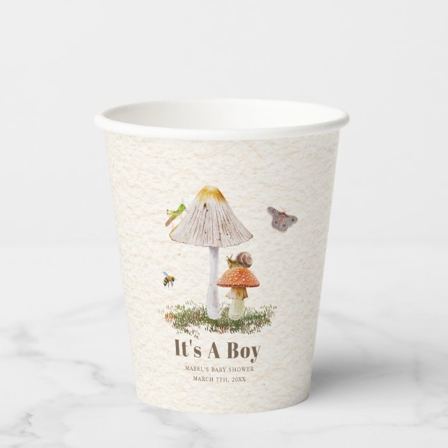 Vasos De Papel Insect Mushroom Woodland Nature Baby Shower (Anverso)