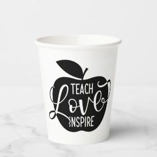 Vasos De Papel Inspira amor de enseñanza 2