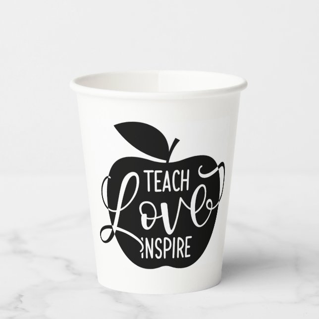 Vasos De Papel Inspira amor de enseñanza 2 (Izquierda)