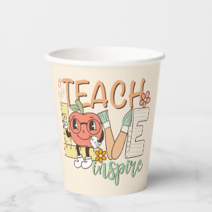 Vasos De Papel Inspira amor de enseñanza - Suministros escolares