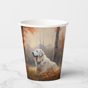 Vasos De Papel Inspiración de grandes Pirineos en las hojas de ot