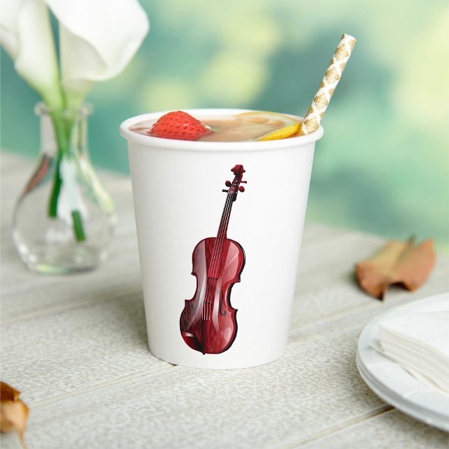 Vasos De Papel Instrumento Musical de Violín Rojo Elegante (Subido por el creador)