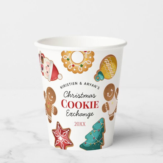 Vasos De Papel Intercambio de Galletas de Navidad Personalizadas  (Anverso)
