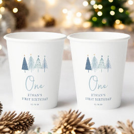 Vasos De Papel Invierno de Navidad Niño de Onederland 1er Nacimie