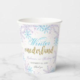 Vasos De Papel Invierno de Onederland Primer cumpleaños copos de 