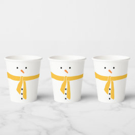 Vasos De Papel Invierno de snowman amarillo anaranjado