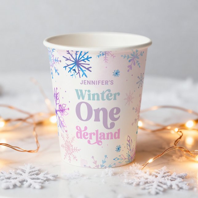 Vasos De Papel Invierno Onederland Snowflakes Chica Nacimiento de (Subido por el creador)