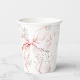 Vasos De Papel Invierno rosa Onederland Plata Primer cumpleaños
