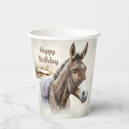 Vasos De Papel Invierno vibes acuarela Donkey - Fiesta de cumplea