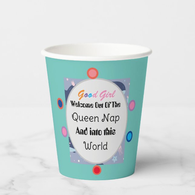 Vasos De Papel Invitación a Baby Shower de Queen Nap (Anverso)