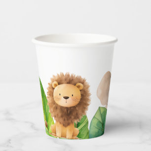 Vasos De Papel Invitación a la ducha de bebé con acuarela animal