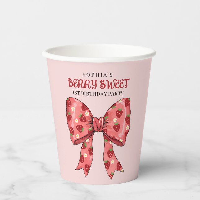 Vasos De Papel Invitación a la fiesta de Berry Sweet (Anverso)