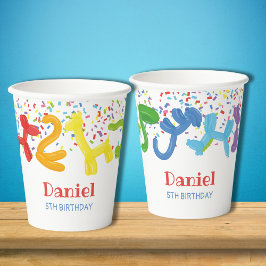 Vasos De Papel Invitación a los globos de animales de cumpleaños