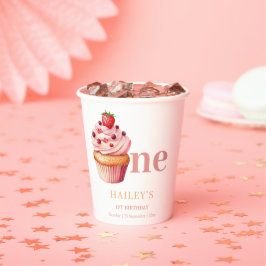 Vasos De Papel Invitación de cumpleaños, Chicas primer cumpleaños