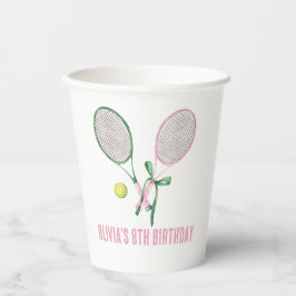 Vasos De Papel Invitación de cumpleaños de tenis a cuadros preppy