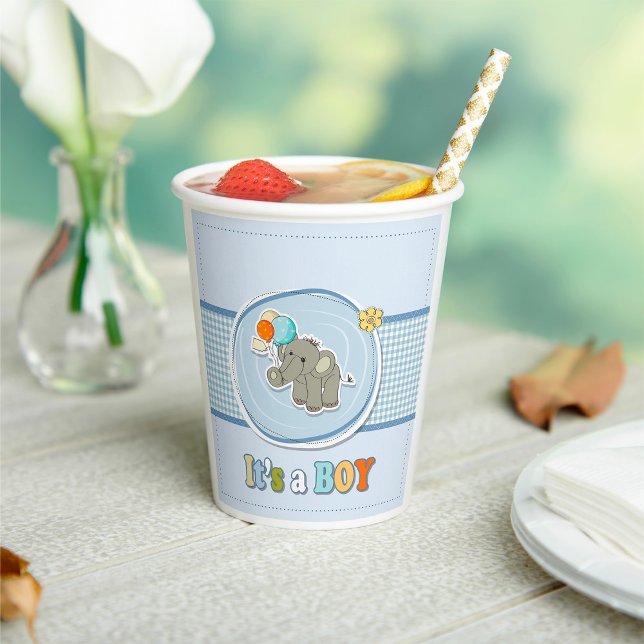 Vasos De Papel Invitación de niño pequeño elefante lindo (Subido por el creador)