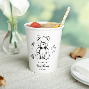 Vasos De Papel Invitación para baby shower de osito de peluche, g