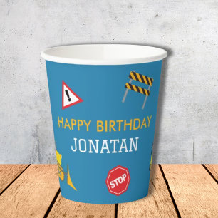 Vasos De Papel Invitación para el cumpleaños del camión volcado d