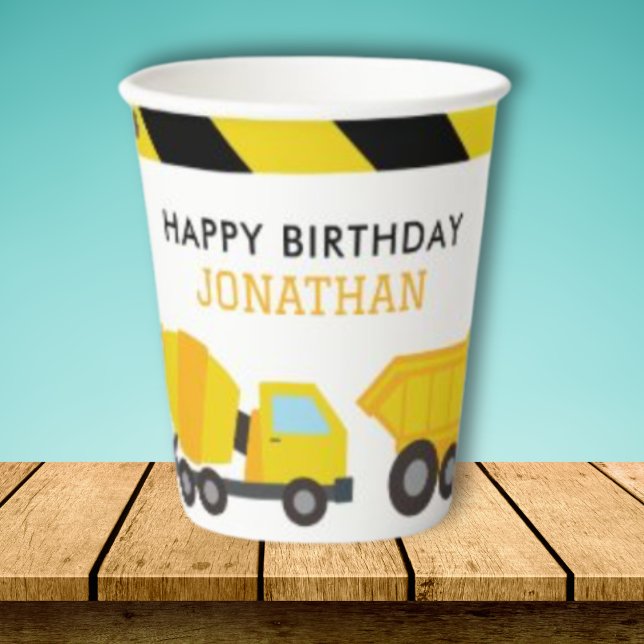 Vasos De Papel Invitación para el cumpleaños del camión volcado d (Subido por el creador)