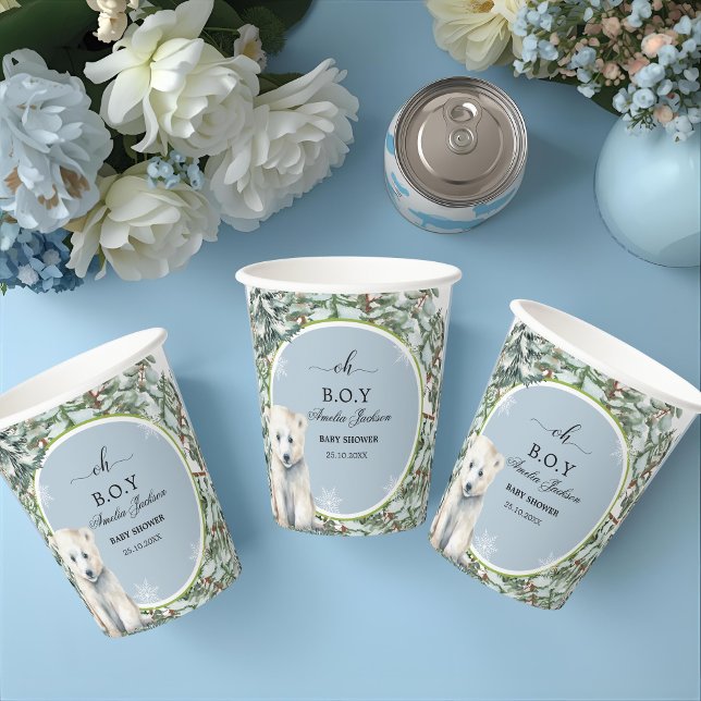 Vasos De Papel invitaciones a la ducha de bebé en invierno (Subido por el creador)