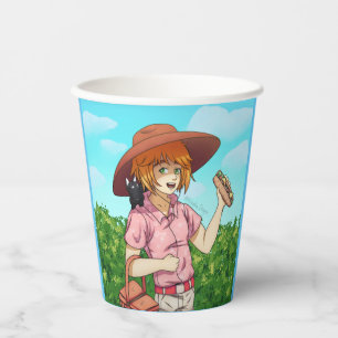 Vasos De Papel Ir a un picnic con un gato