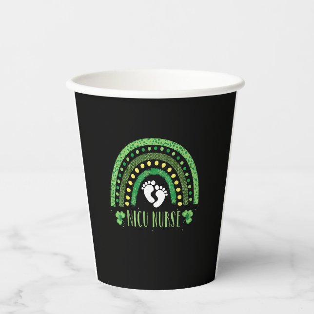 Vasos De Papel Iris de Leopardo Cute Nicu Enfermera St Patricks D (Anverso)