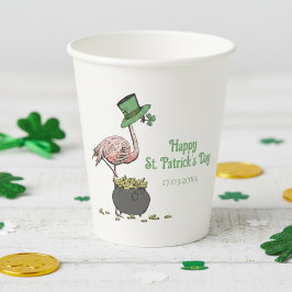 Vasos De Papel Irish Shamrock Flamingo St. Patrick’s Day Party