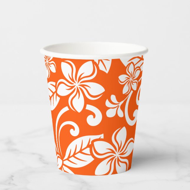 VASOS DE PAPEL ISLA PLUMERIA (MUY NARANJA) (Anverso)