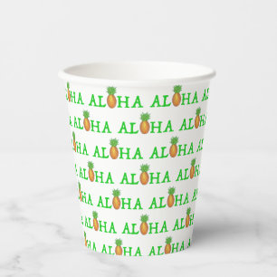 Vasos De Papel Isla Tropical ALOHA Pineapple Hawaii
