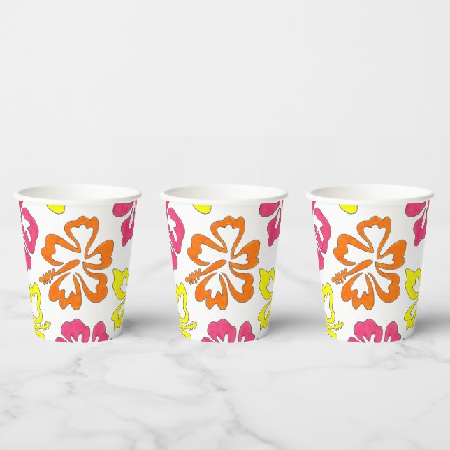 Vasos De Papel Isla Tropical Hawaiana Hibiscus Floral (Multi)