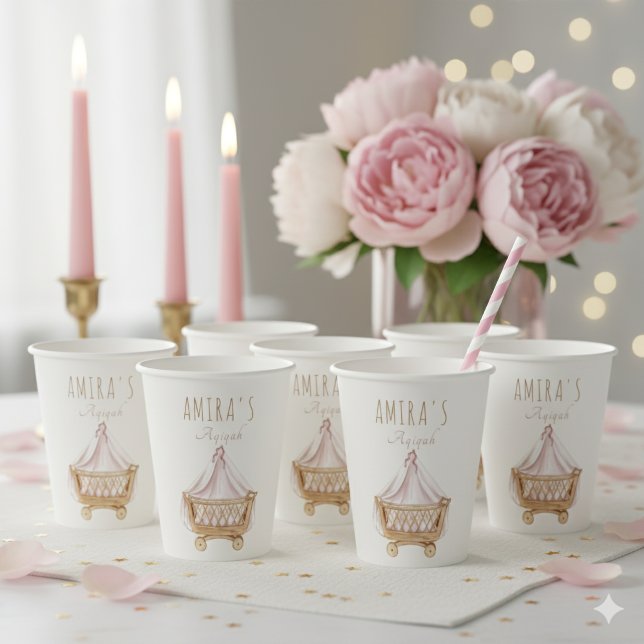 Vasos De Papel Islamic Aqiqah Paper Cup for Baby Girl (Subido por el creador)