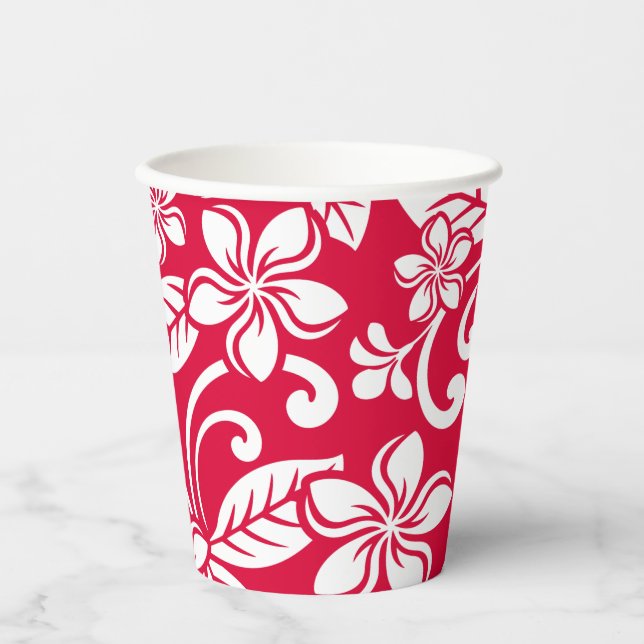 VASOS DE PAPEL ISLAND PLUMERIA (STRAWBERRY RED) (Anverso)