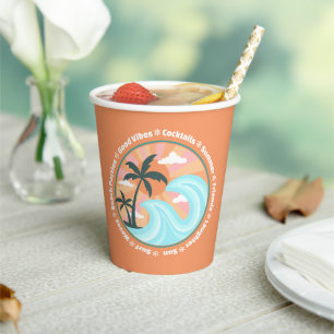 Vasos De Papel Islas Tropicales Hawaianas Palmeras Buenas vibraci