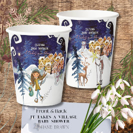 Vasos De Papel It Takes a Village Winter Fairy Girl Baby Shower 