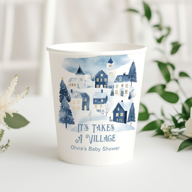 Vasos De Papel It Takes a Village Winter Snow Baby Shower (Subido por el creador)