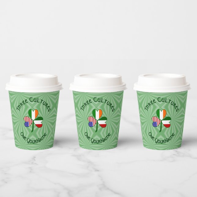 Vasos De Papel Italian Irish American Shamrock Personalized Text (Multi)