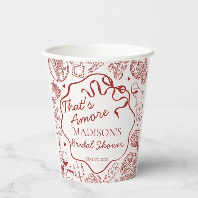 Vasos De Papel Italian Pasta Thats Amore Bridal Shower (Anverso)