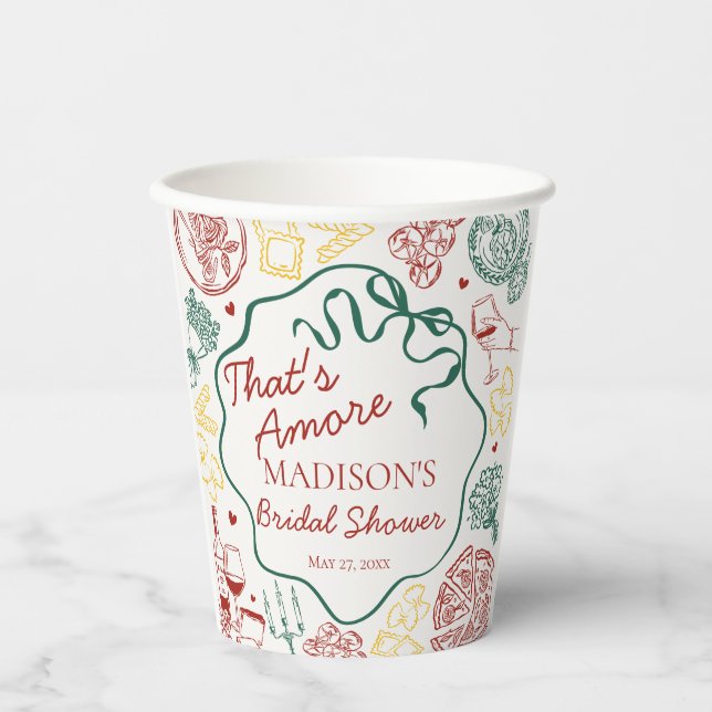 Vasos De Papel Italian Pasta Thats Amore Bridal Shower (Anverso)