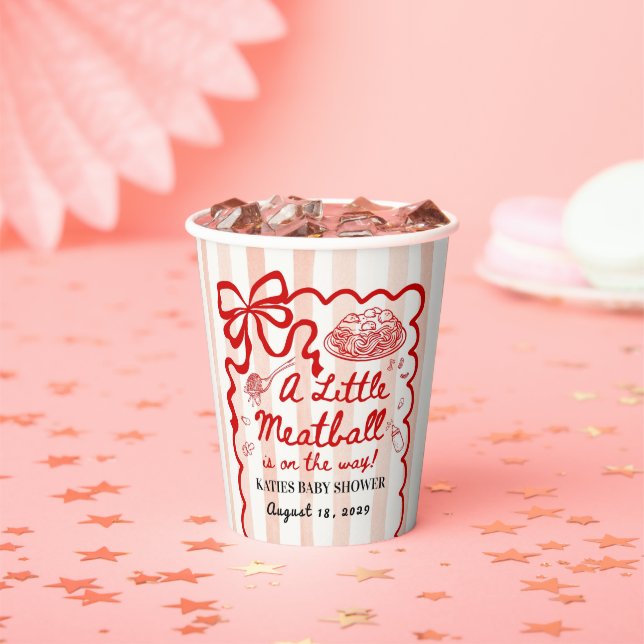 Vasos De Papel Italian Theme Baby Shower Red Bow (in situ)