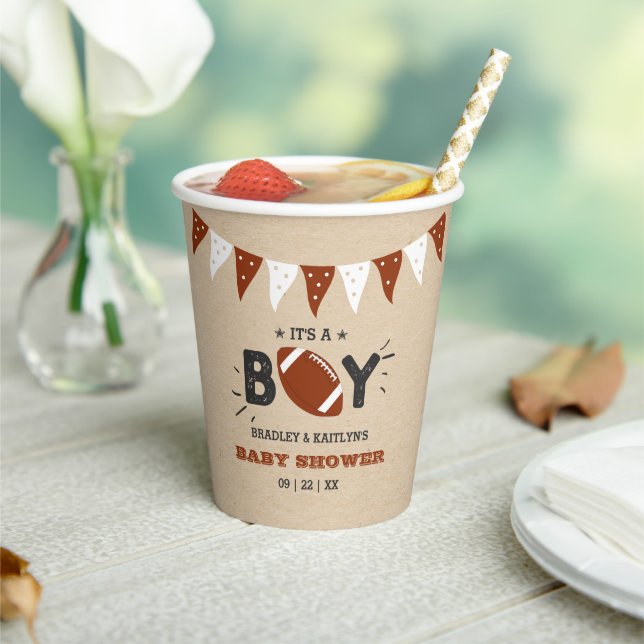 Vasos De Papel It's a Boy! Baby Shower con temas de fútbol (in situ)