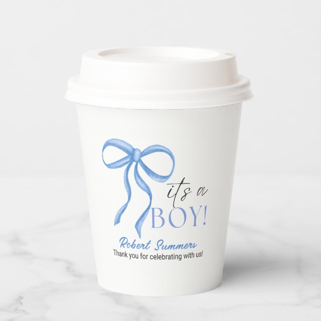 Vasos De Papel It's a Boy Blue Ribbon (Anverso)