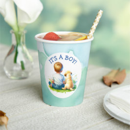 Vasos De Papel It's a Boy | Un bebé y su Baby Shower de perro