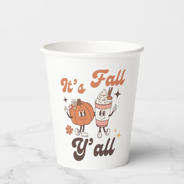 Vasos De Papel It's Fall Y'all – Cute Pumpkin & PSL Fall Party (Reverso )