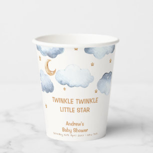 Vasos De Papel Ivory Moon Stars Twinkle Boy Baby Shower