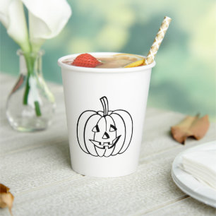 Vasos De Papel jack de Halloween o linterna travieso blanco negro