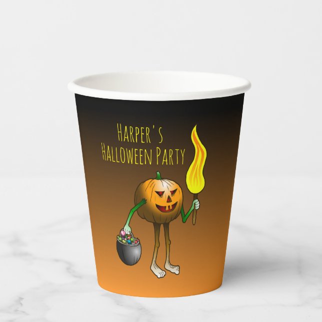 Vasos De Papel Jack O'lantern fuera a engañar o tratar (Anverso)